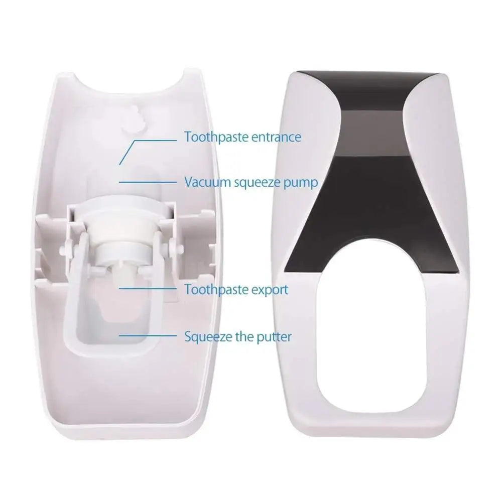 Automatic Toothpaste Dispenser Wall Mount Dust-proof Toothbrush Holder Wall Mount Storage Rack Bathroom Accessories Set Squeezer