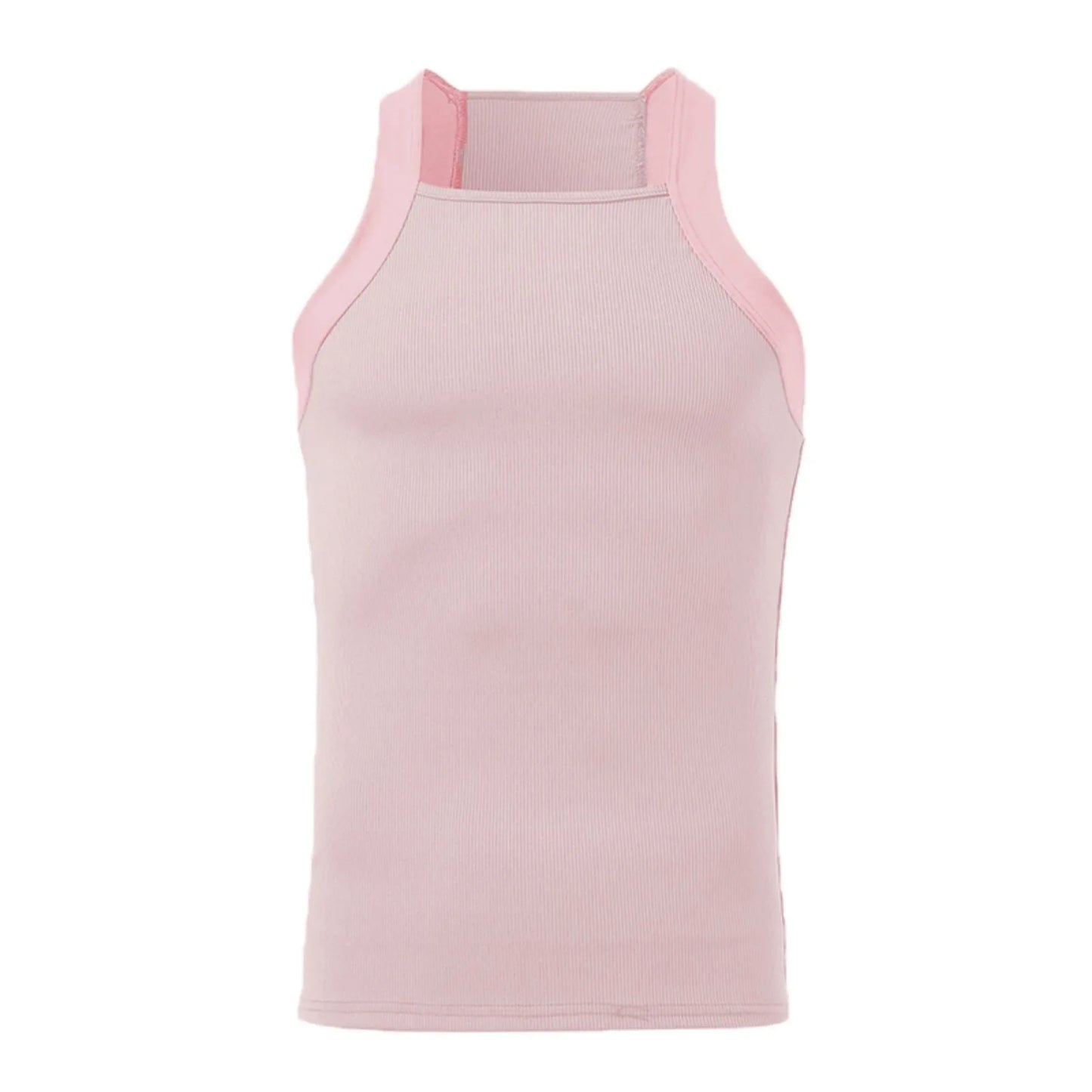 Casual Slim Fit Tank Crop Top For Men Summer Square Collar Sleeveless Blouse Top Men’s Fashion Solid Color Vest Men Clothing