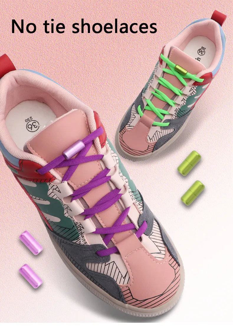 Elastic Shoelaces 21 Color Options No Tie Needed for Sneakers Children and Adults Eye Catching Lazy Shoes Lace Accessories