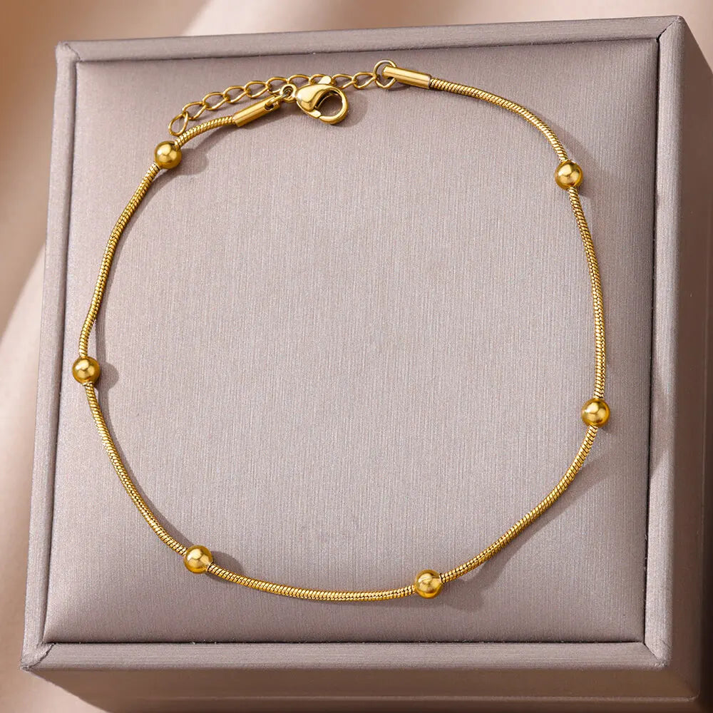Anklets for Women Stainless Steel Gold Color Chain Anklet Female Summer Beach Accessories Foot Leg Bracelets Fashion Jewelry