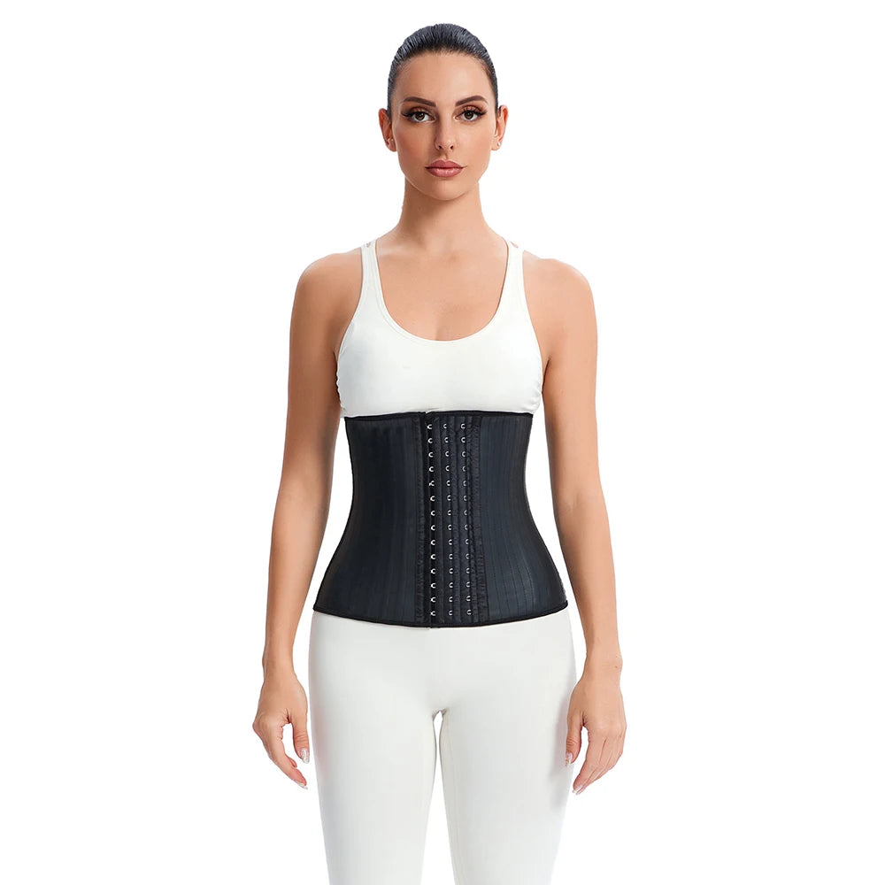 29 Steel Bones Latex Waist Trainer Hook And Eye Corset Fajas Belt Cincher Underbust Korset