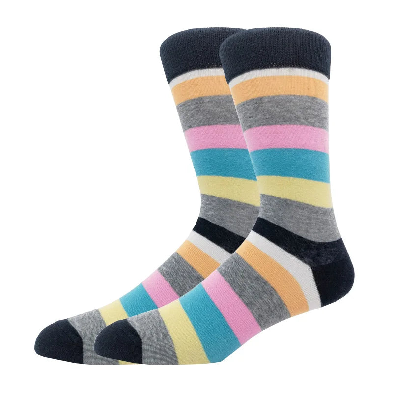 New Men's stockings Casual Gentleman Color fashion color striped Funny Party Dress autumn and winter cotton Socks