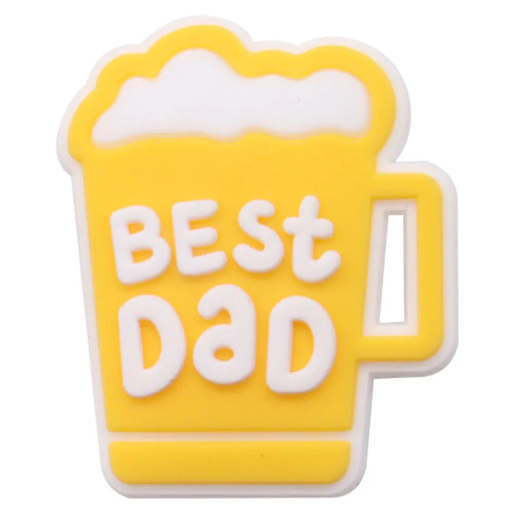 1PCS 'I Love Dad' PVC Shoe Button Charm for Father's Day Papa Sandals Decorations DIY Sweet Holiday Gift Idea