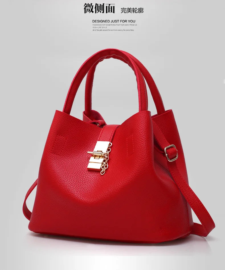 Woman shoulder bag Large capacity Handbag for Women Crossbody bag Lychee pattern Portable bucket bag ladies messenger bags