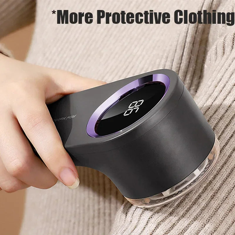 Rechargeable Electric Lint Remover Portable Hair Ball Trimmer for Household Clothe Fabric with LED Display Three Levels