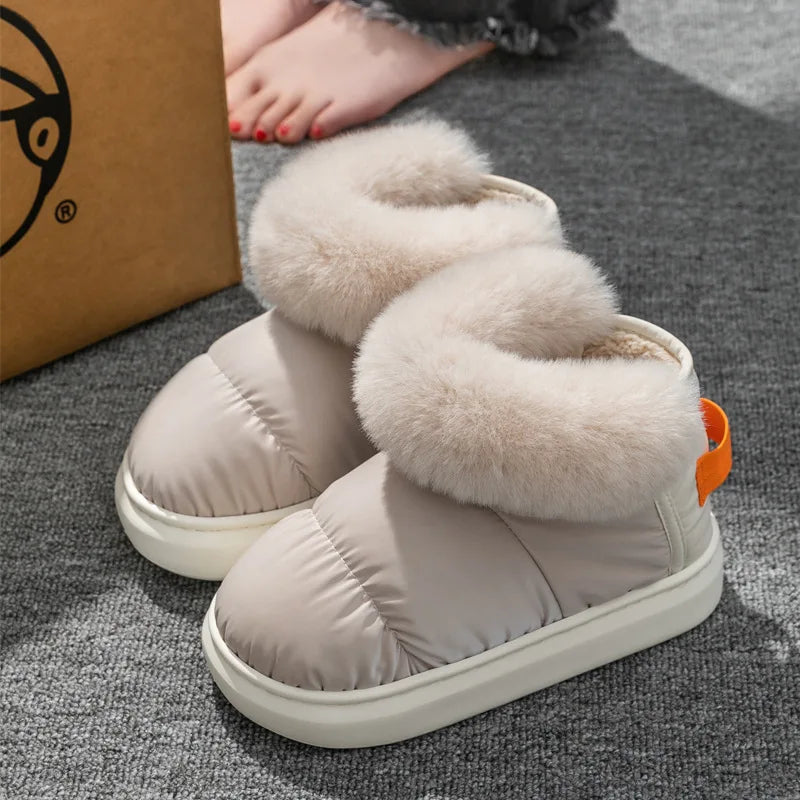 Plush And Plush Short Snow Boots For Women's Anti Slip Cotton Slippers In Winter Thick Soles For The Elderly To Wear Warm Bags