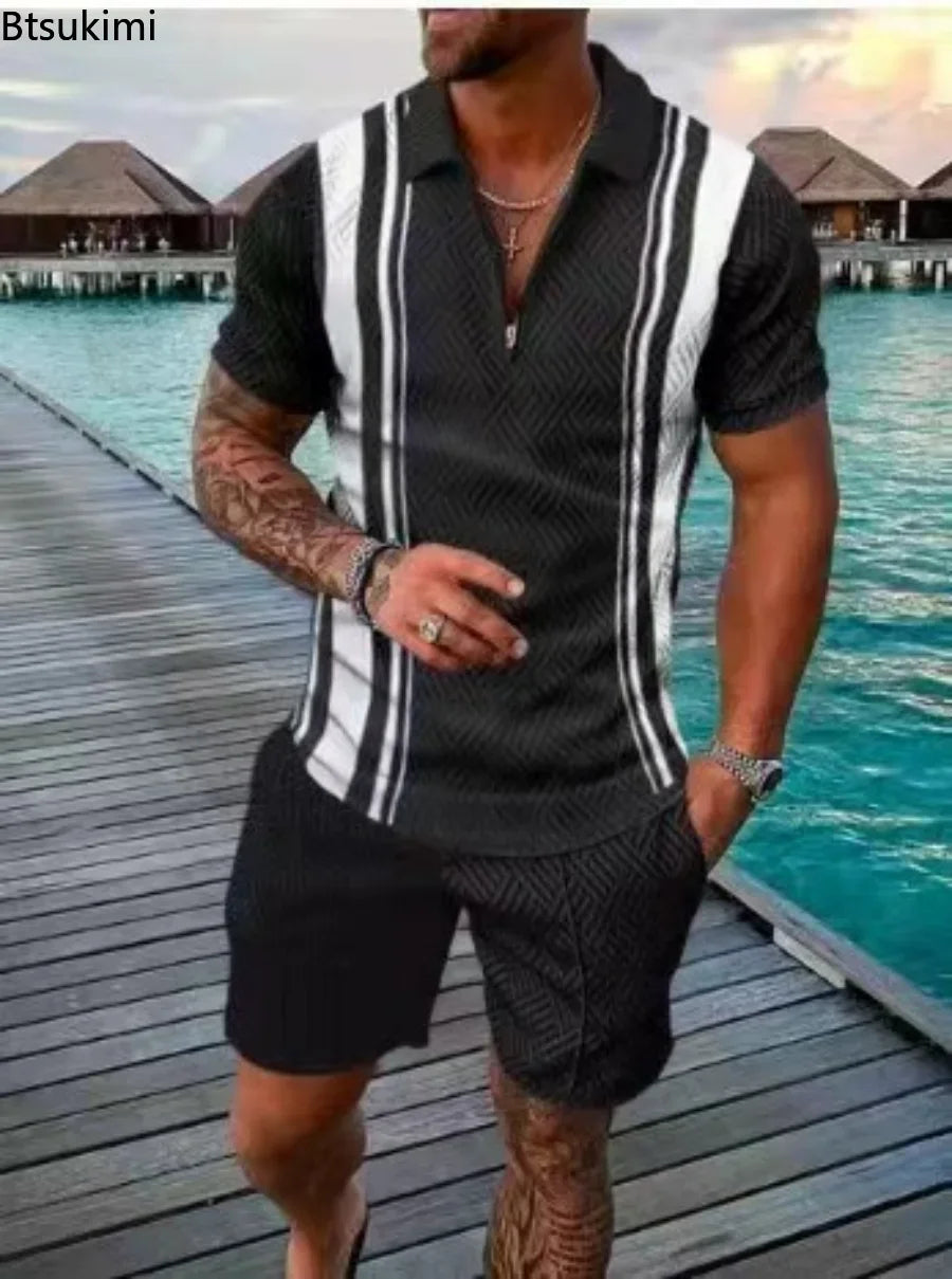 Fashion Men Casual Set Streetwear 3D Digital Printing Short Sleeve Shirt + Shorts Summer Sportswear Men‘s Clothing