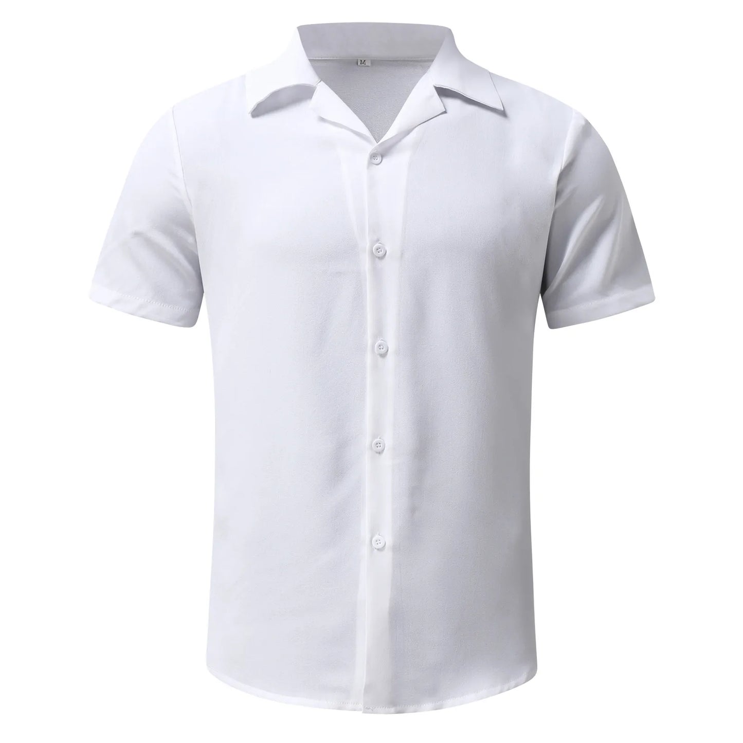 Summer Men Beach Shirt Board Shorts Set Solid White Linen Shirt Button-up Tops Bottom Tracksuit Clothing