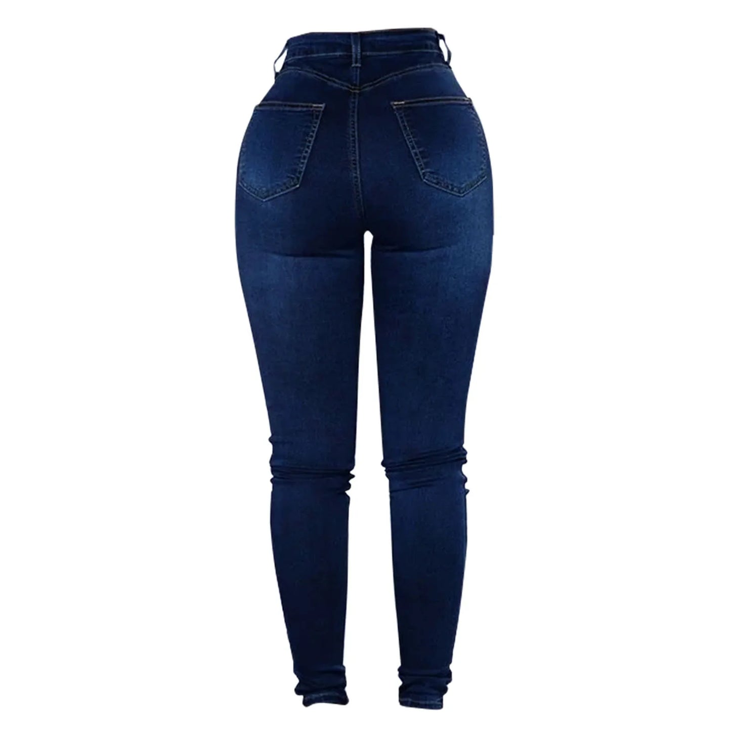 High Waist Casual Baggy Jeans Trouser Trendy Double Breasted Multi Button Slim Fit Elastic High Waist Skinny Women'S Demin Pants