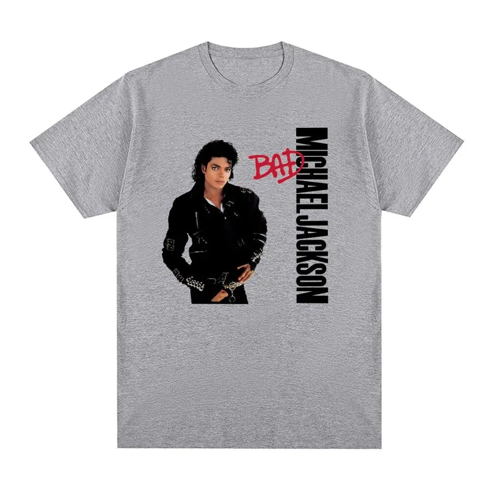Michael Jackson Pop BAD Vintage T-shirt Hip hop Streetwear Cotton Men T shirt New Tee Tshirt Womens Tops