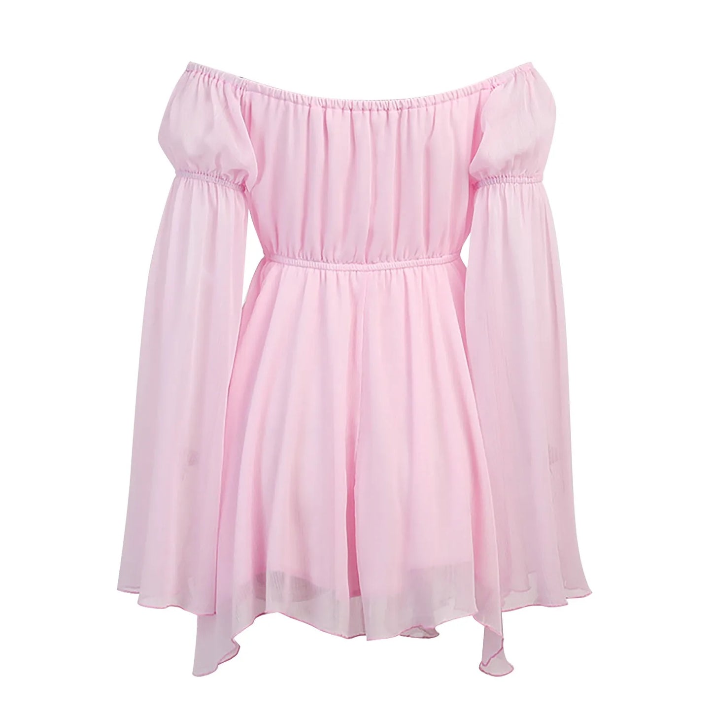 Summer Dresses For Women Plus Size Off Shoulder Flare Sleeve Dress Lace Up Corset Solid Flowy Mini Dress vestidos de mujer