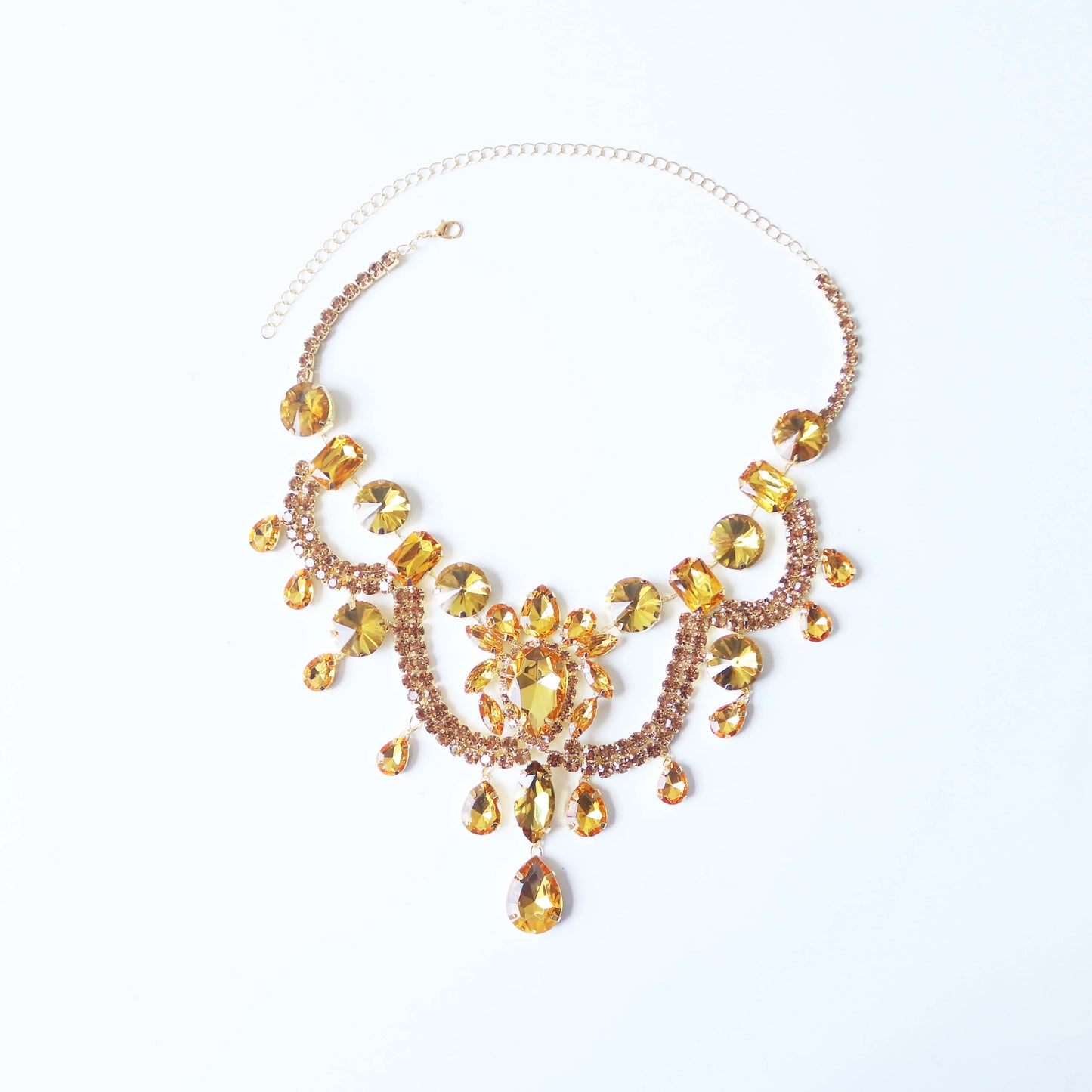 Luxury Sparkling Crystal Zircon Necklace Set Wedding Banquet Dress Necklace Earrings Jewelry Fashion Women's Jewelry Accessories