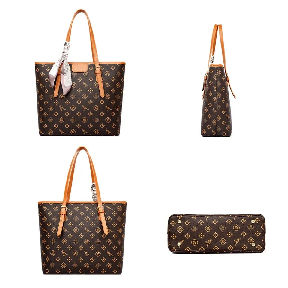 Quality Soft Leather Shoulder Bag for Women with Luxury Print Designer Handbag Casual Tote Commuting Messenger Sac A Main