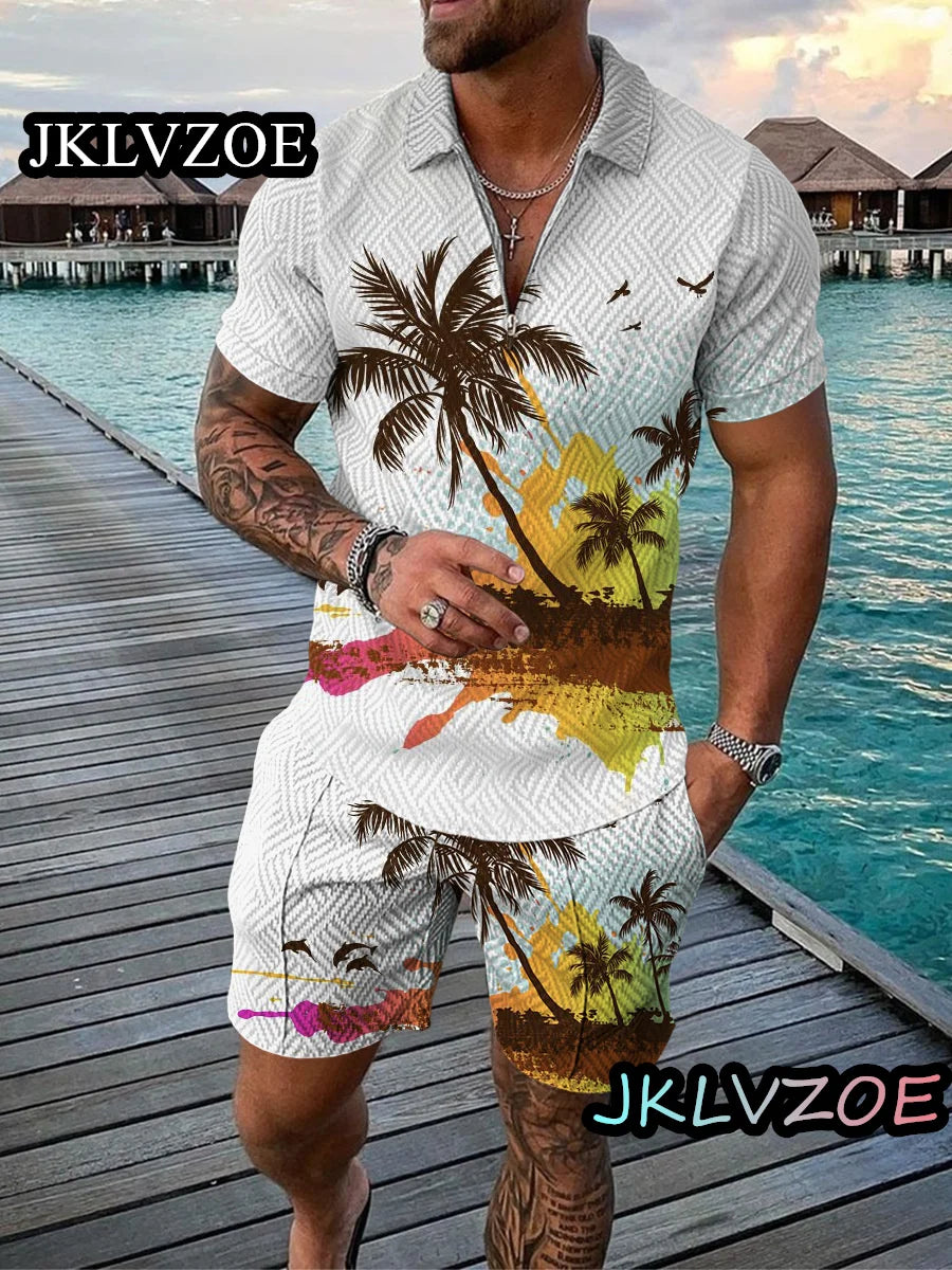 Men's Tracksuit Casual Summer Luxury Short Sleeve Polo Shirt Shorts Suit Two-Piece Set Male Clothing Streetwear Clothes For Men