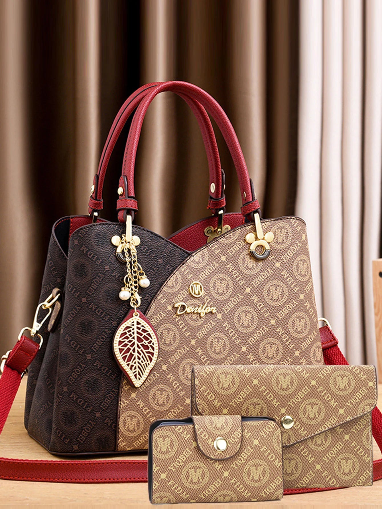 Elegant Faux Leather Tote Bag Set 3pcs Classic Large Capacity Ivory White with Magnetic Clos Casual Handbag