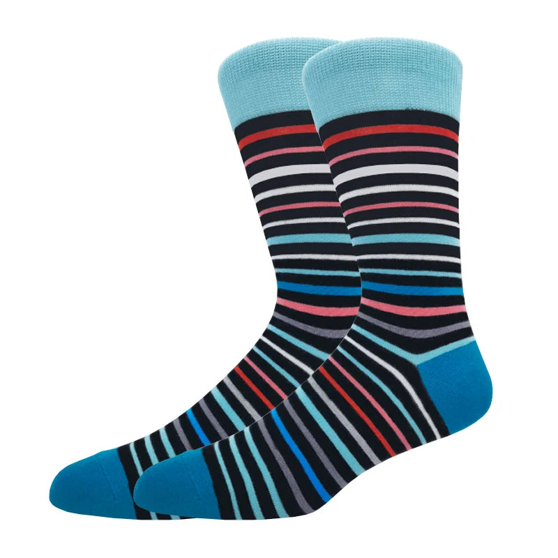New Men's stockings Casual Gentleman Color fashion color striped Funny Party Dress autumn and winter cotton Socks