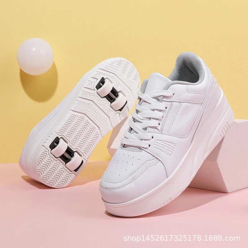 2024 New Roller Skate Shoes Boys Girls Casual Running Sneakers Adult Skates Kids Outdoor Sports Dual-Use Roller Skate Shoes