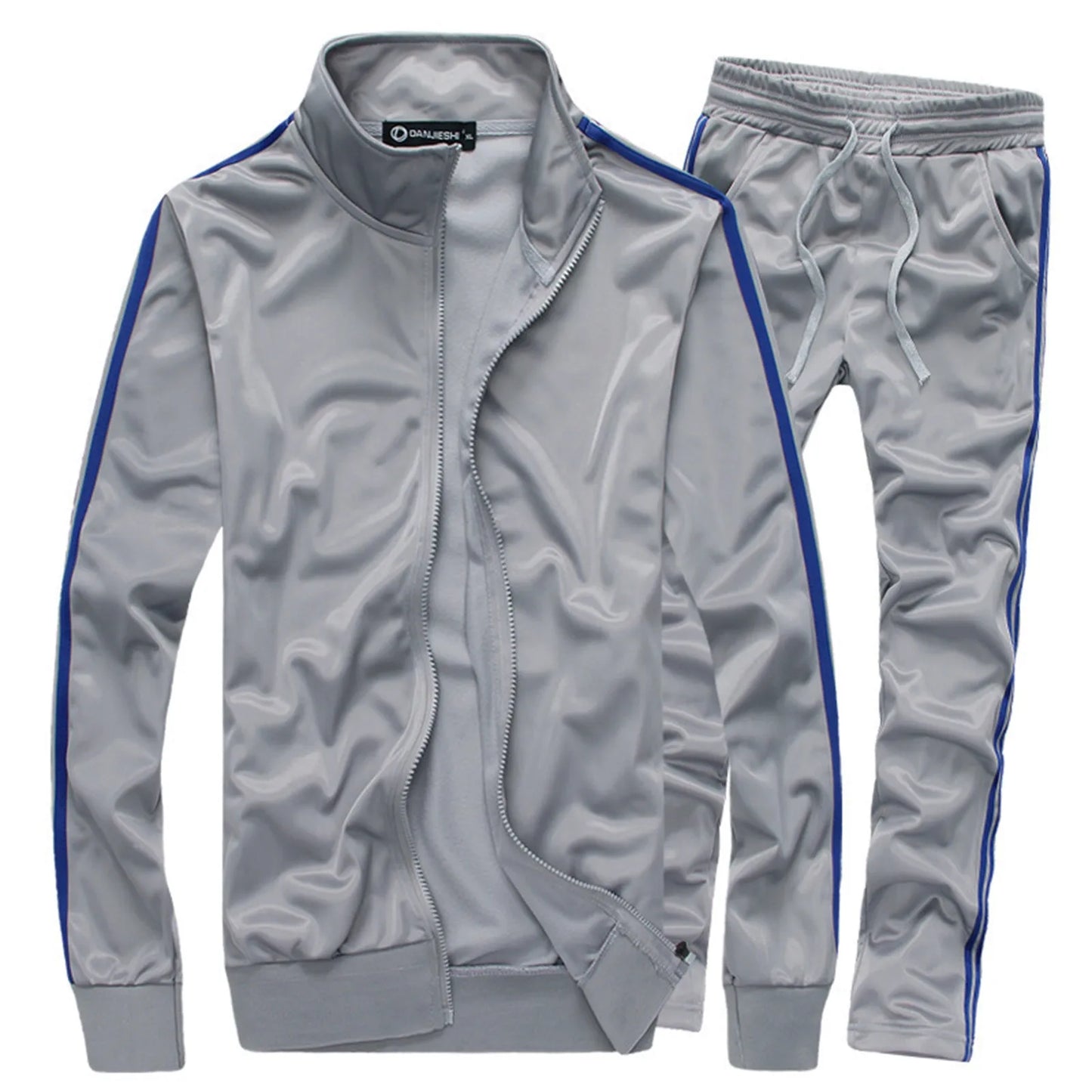 Casual Men Tracksuit Full Zip Running Jogging Athletic Sports Jacket And Pants 2 Piece Sets Patchwork Sweatsuit Men Clothing