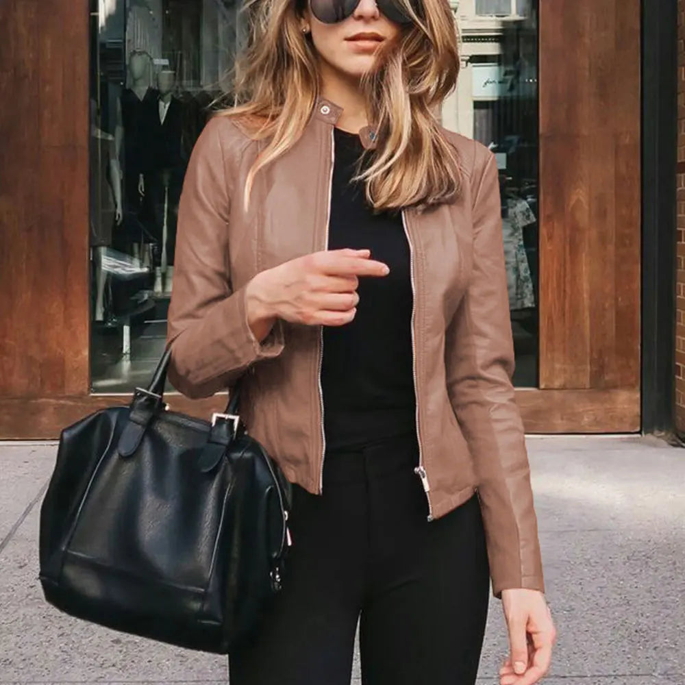 Autumn Short Coat Motorcycle Leather Jackets 2024 Fashion Thin Faux Soft Leather Jackets Female Slim PU Jacket Outwear