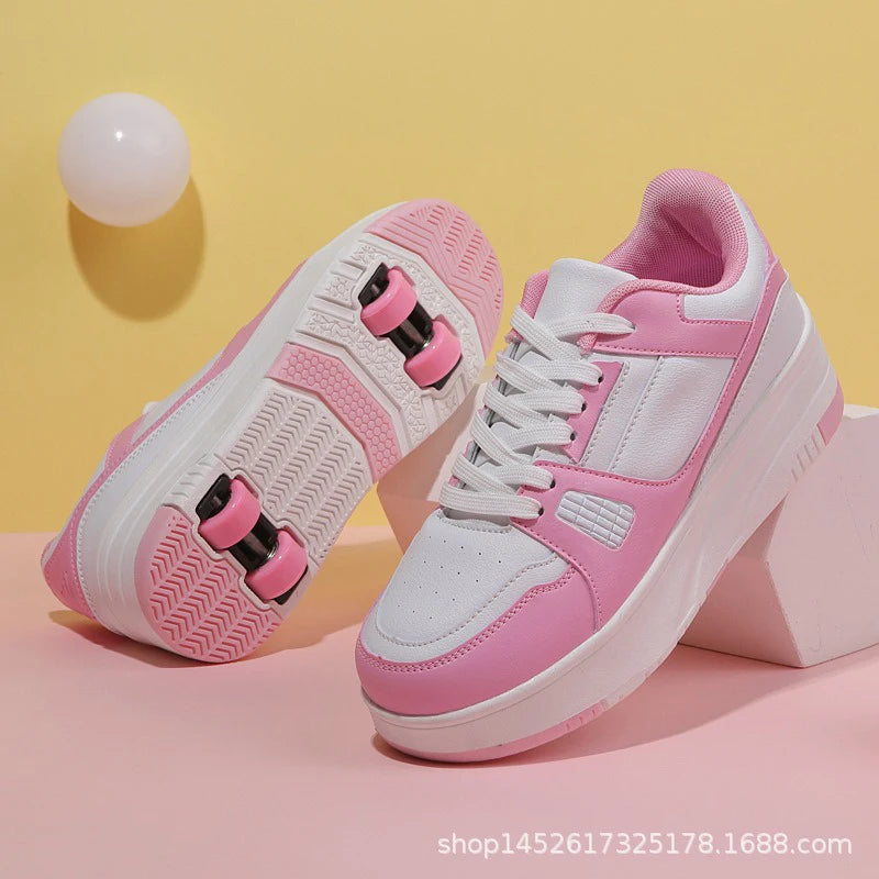 2024 New Roller Skate Shoes Boys Girls Casual Running Sneakers Adult Skates Kids Outdoor Sports Dual-Use Roller Skate Shoes