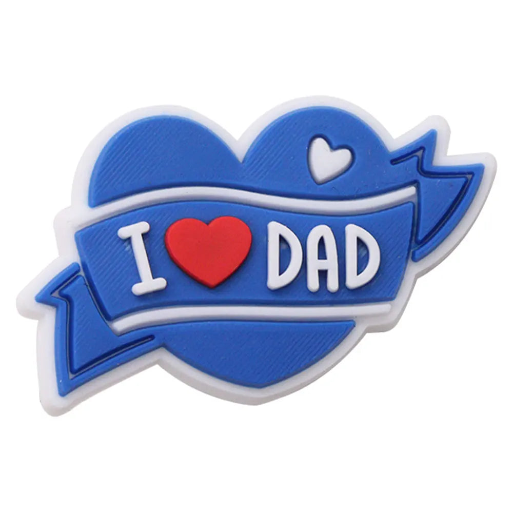 1PCS 'I Love Dad' PVC Shoe Button Charm for Father's Day Papa Sandals Decorations DIY Sweet Holiday Gift Idea