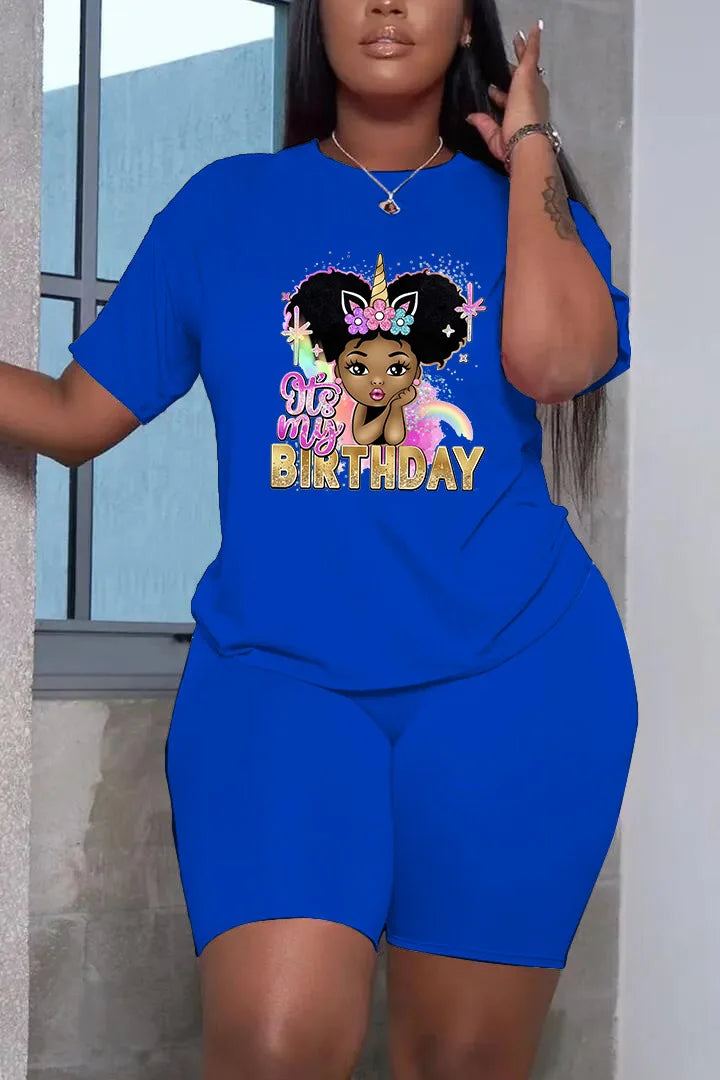 Summer Women Printing Casual T-Shirt Y2k Graphics Top Shorts Set Femme Short Sleeve Two Pieces Set Lady Daily Streetwear Outfits