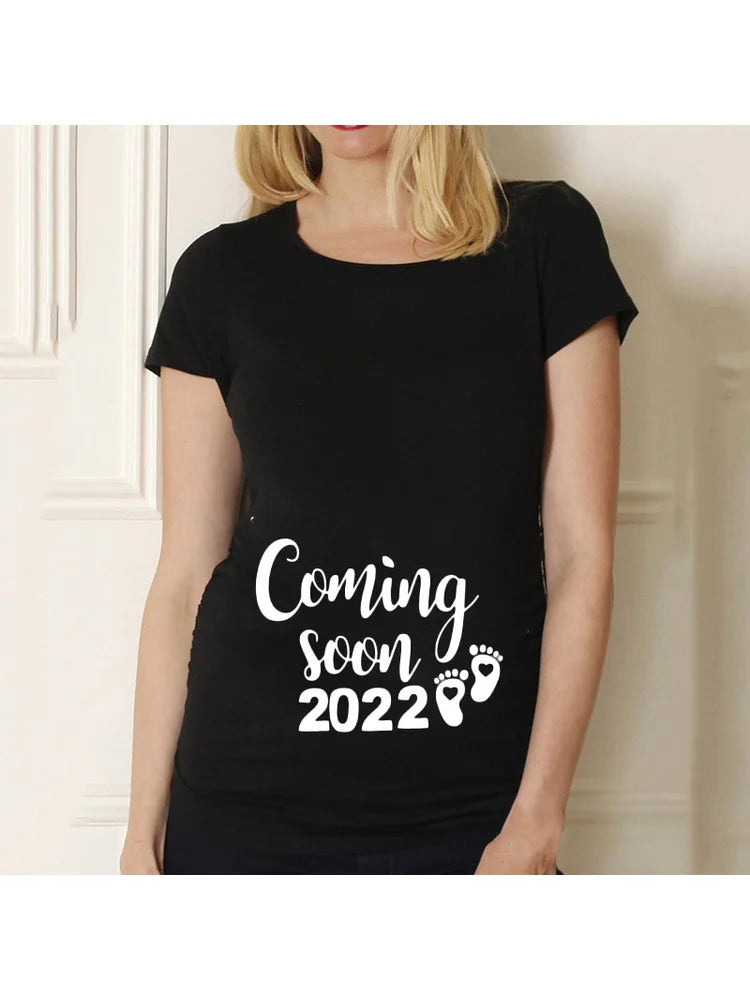 Casual Maternity Short Sleeve T-Shirt for Pregnant Women Eye Catching Graphic Design Summer Casual Top