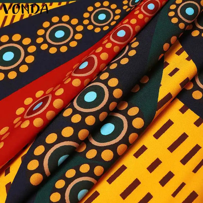 VONDA Women Short Dress 2024 Fashion Bohemian Printed Party Dress Half Sleeve Loose Sundress Casual Vestido Vintage Robe Femme