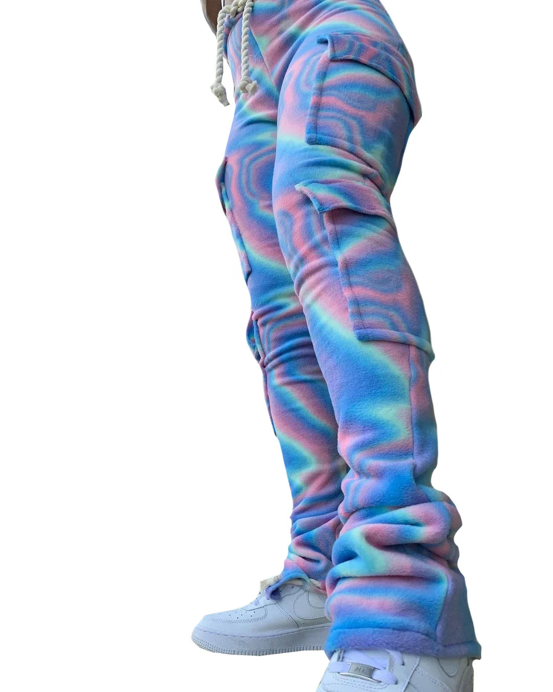 Strecth Cargo Pants for Women Streetwear Mid Waist Multi Pockets Drawstring Trousers Vintage 2024 Autumn Printing Sweatpants