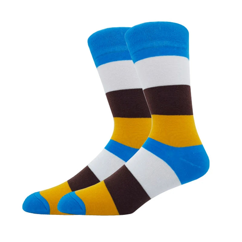 New Men's stockings Casual Gentleman Color fashion color striped Funny Party Dress autumn and winter cotton Socks