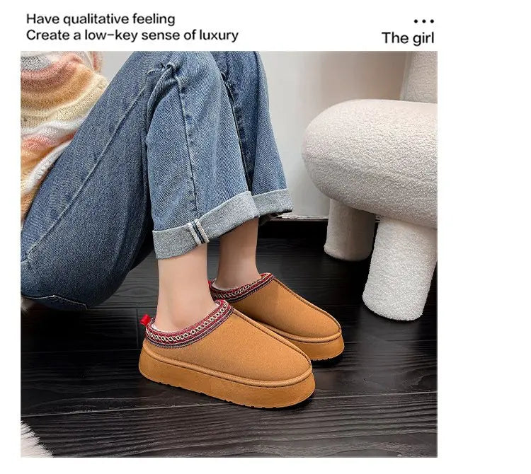 Women's Wool Slippers Warm Platform Wool Slipperswomen Slippers Women Sheepskin Slippers Women Shoes 2024