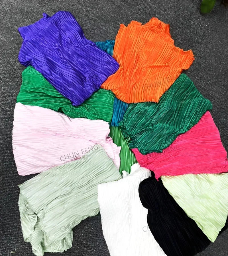 New Spring And Autumn Suit Women's Pleated Lapel Shirt Loose Casual Suit Solid Color Drape Pleated Casual Suit