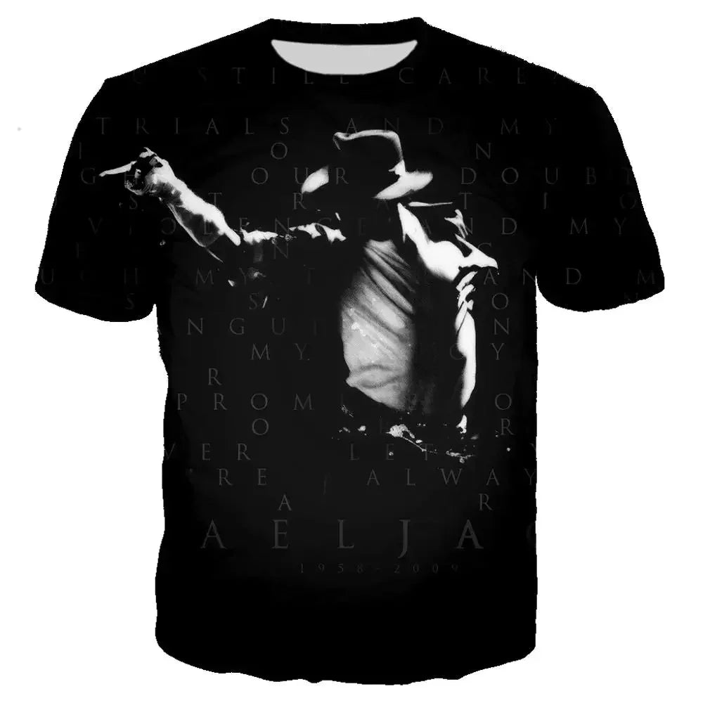 Michael Jackson Printed 3D T-shirt Unisex Summer Casual Streetwear Hip Hop Short Sleeve Fashion Harajuku Oversized Tops Tees