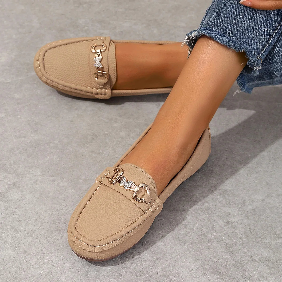 Women's Casual Slip-On Mary Jane Flat Loafers round Toe Soft Sole Spring Autumn Fashion Solid Color Flat Platform Shoes