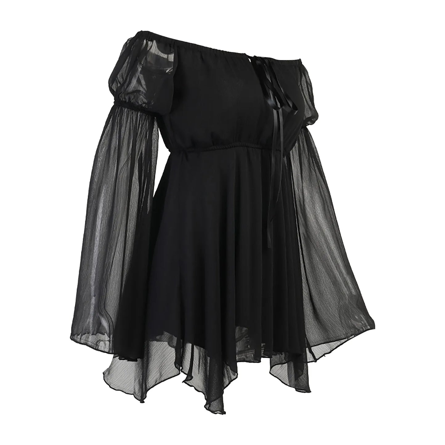 Summer Dresses For Women Plus Size Off Shoulder Flare Sleeve Dress Lace Up Corset Solid Flowy Mini Dress vestidos de mujer