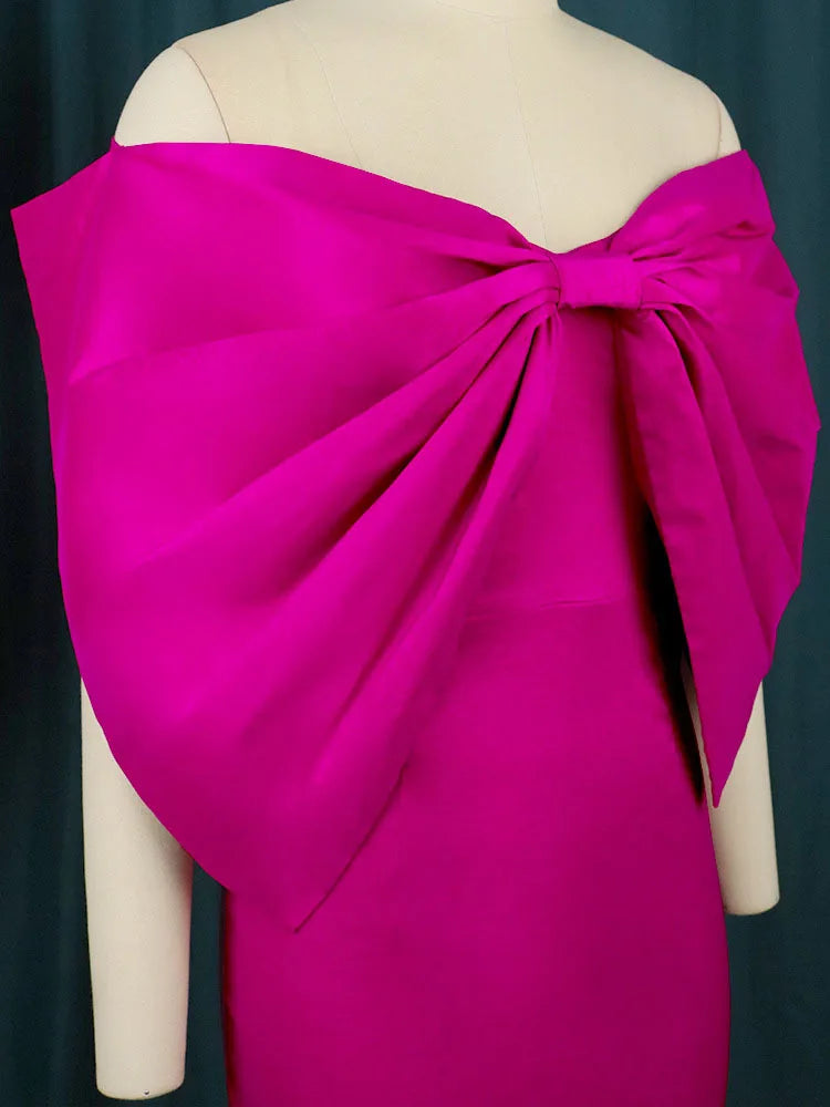DEAT Fashion New Women's Bows Sleeveless Evening Party Dress Spring Trendy Off-shoulder Wrap Hip Dresses Female