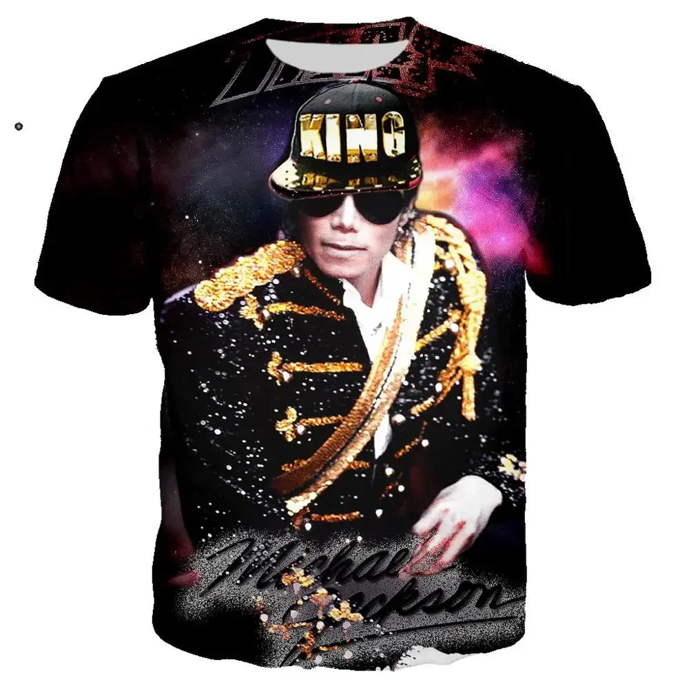 Michael Jackson Printed 3D T-shirt Unisex Summer Casual Streetwear Hip Hop Short Sleeve Fashion Harajuku Oversized Tops Tees