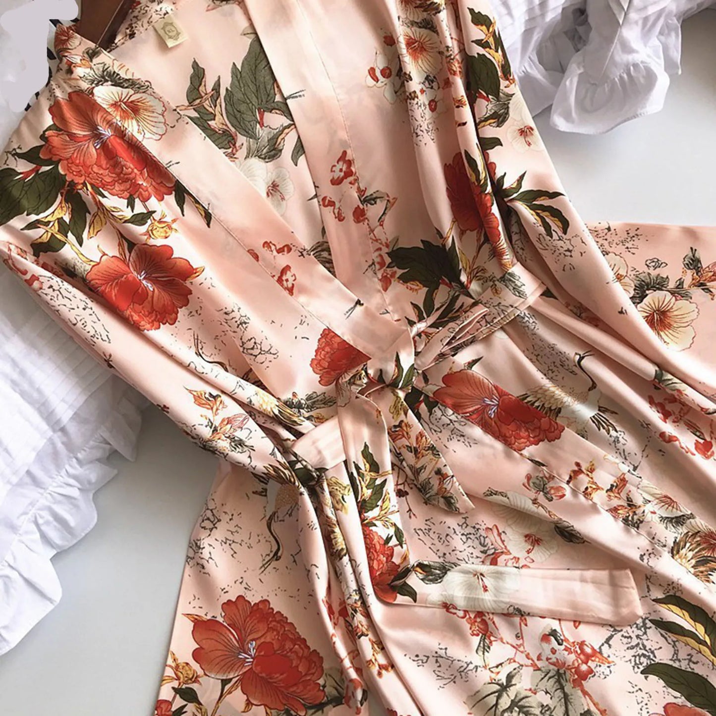 Women's Homewear Nightdress Three Piece Suit Lace Pajamas Set Floral Print Sexy Night Suits Homewear Satin Pijamas Set For Women