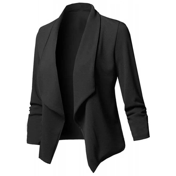 Oversized Women's Blazer S-5XL Notched Long Sleeve Pleated Slim Fit Business Workwear Cardigan Coats