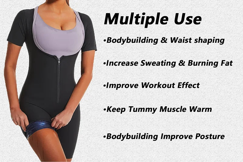 YBFDO Women's High Compression Bodysuit Shapewear for Fitness Sauna Sweat Suit Belly Slimming Sheath Weight Loss Body Shaper