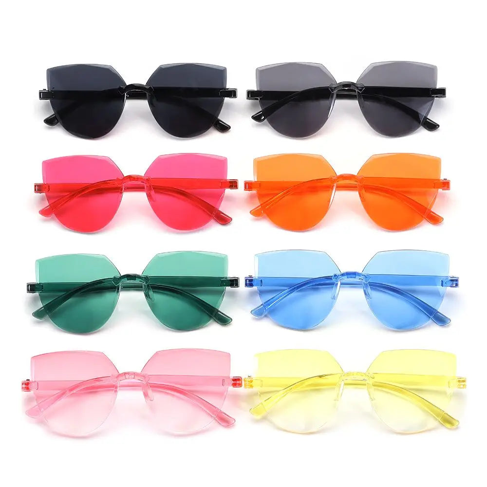 New Fashion Rimless Women Sunglasses Vintage Designer Cat Eye Sun Glasses Female Transparent Shades Traveling UV400 Eyewear