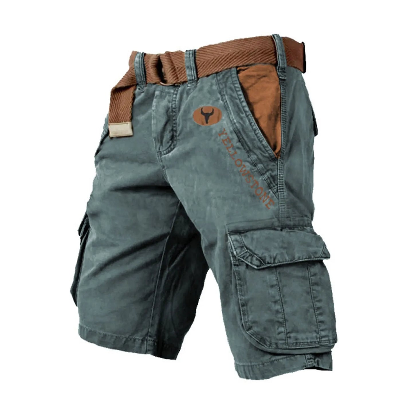 Mens Shorts Cargo Sport Loose Wear Five Quarter Casual Pants Elastic Rope Breathable Tie-Foot Shorts