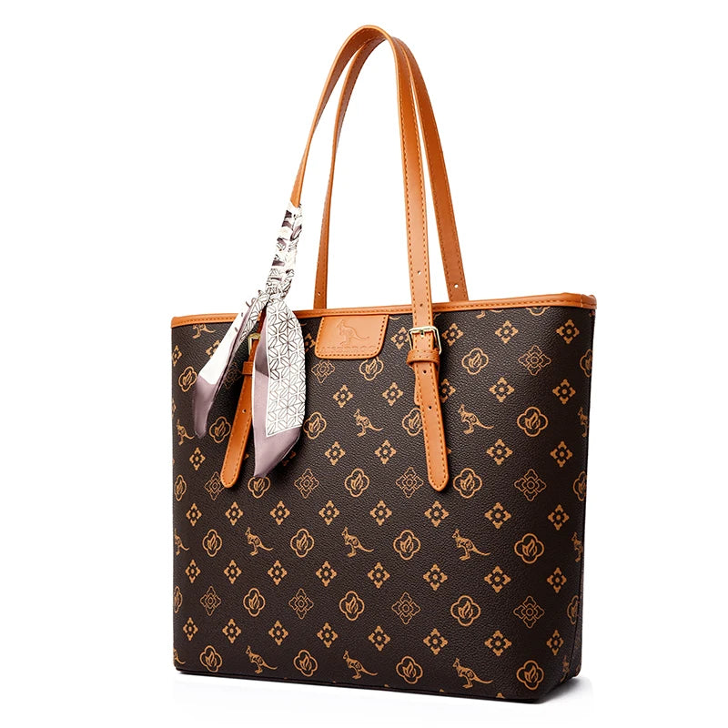 Quality Soft Leather Shoulder Bag for Women with Luxury Print Designer Handbag Casual Tote Commuting Messenger Sac A Main