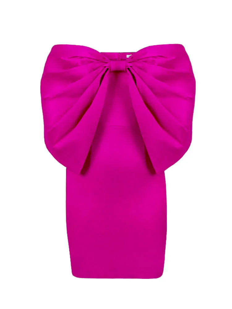 DEAT Fashion New Women's Bows Sleeveless Evening Party Dress Spring Trendy Off-shoulder Wrap Hip Dresses Female