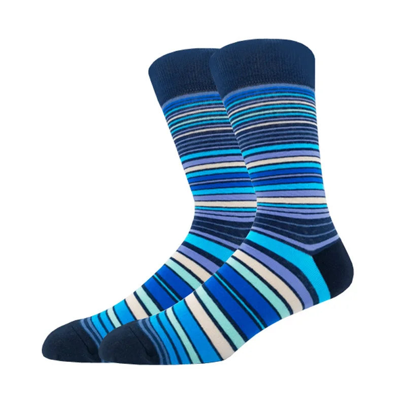 New Men's stockings Casual Gentleman Color fashion color striped Funny Party Dress autumn and winter cotton Socks
