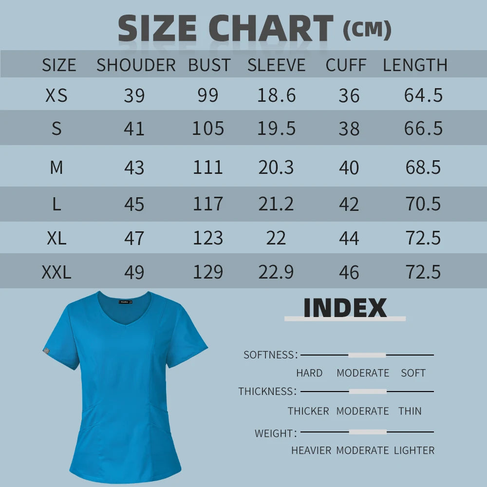 Medical Nurse Uniforms Nursing Scrubs Tops For Women Short Sleeve XXL Beauty Work Blouse Pockets Surgical Uniform Clinical Shirt