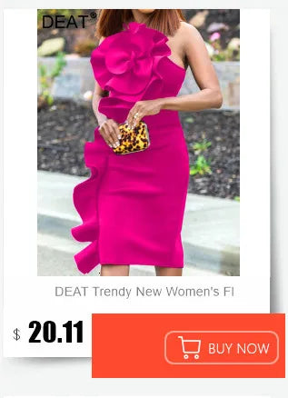 DEAT Fashion New Women's Bows Sleeveless Evening Party Dress Spring Trendy Off-shoulder Wrap Hip Dresses Female