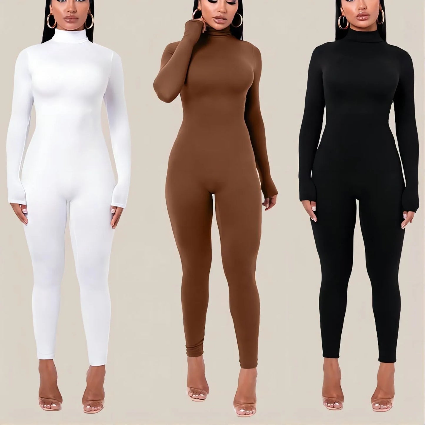 Black Turtleneck Romper Long Sleeve Sexy Bodycon Jumpsuit Hot Outfit Fall Winter Streetwear Party Overalls Velvet Onesie