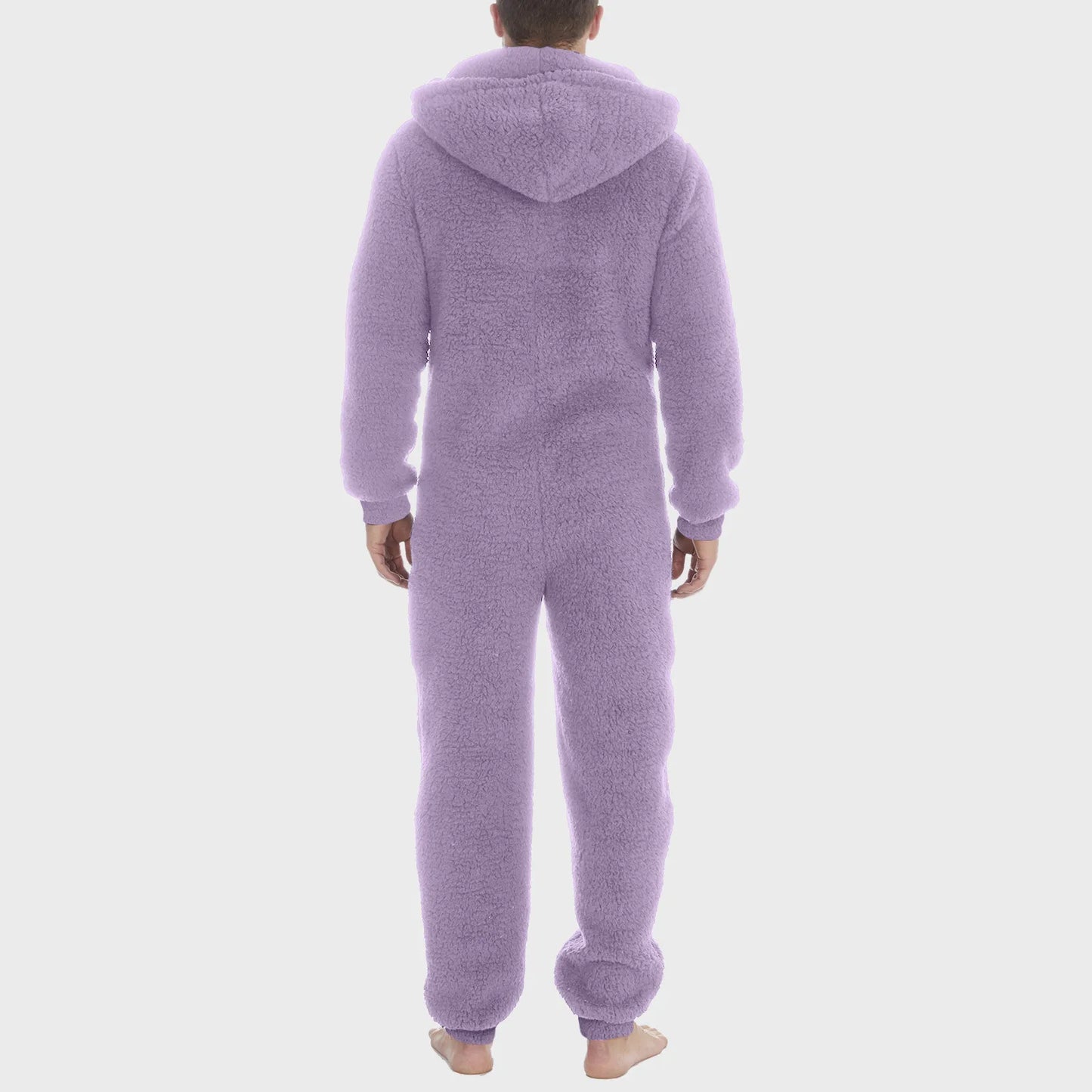 Men Jumpsuit Long Sleeve Pajama Solid Zipper Hooded Jumpsuit Casual Winter Warm Sleepwear Comfortable Male Home Clothing 2023