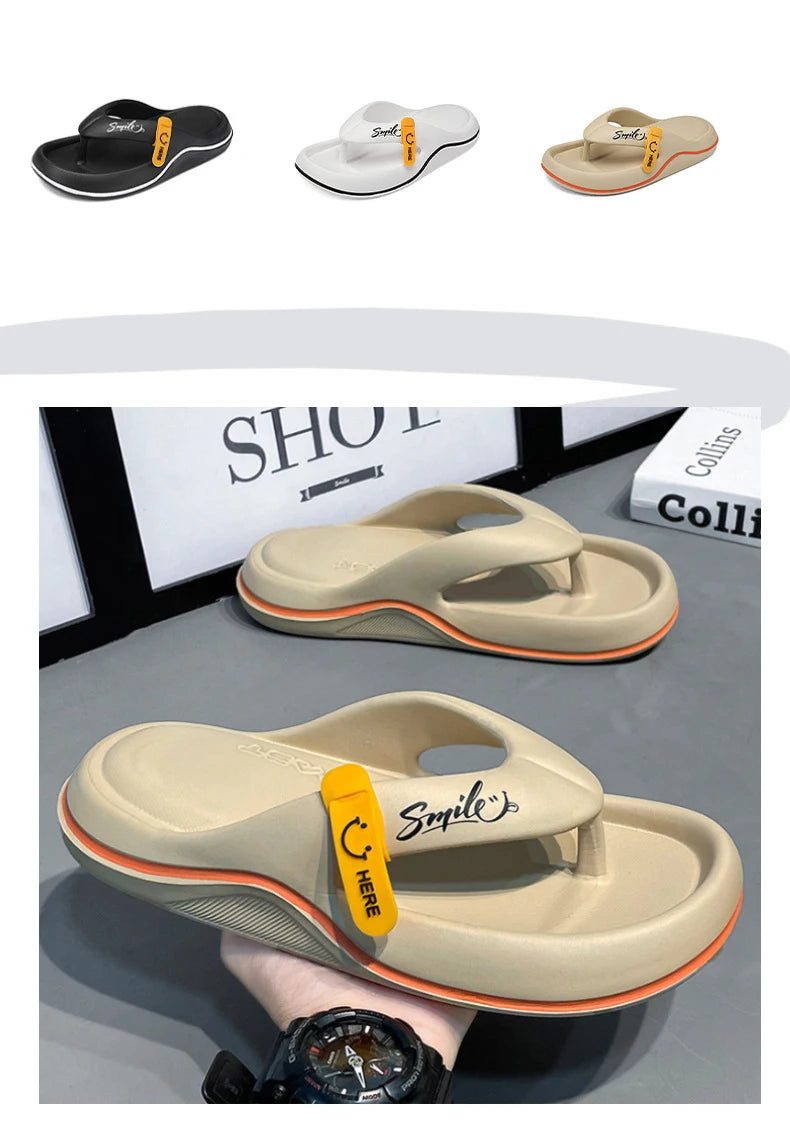 Korean Style Men's Casual Flip Flops Summer Fashion Outdoor Beach Sandals Trendy Slip-On Slippers for Adult Unisex